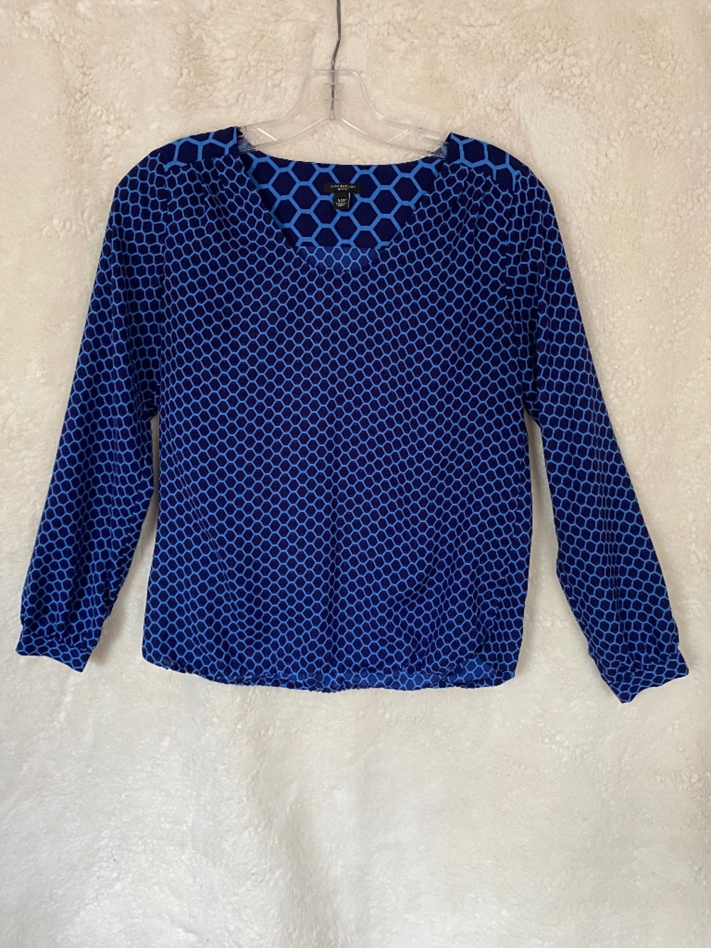 Ann Taylor Petite Lightweight Long Sleeve blouse, Blue - Size XSP